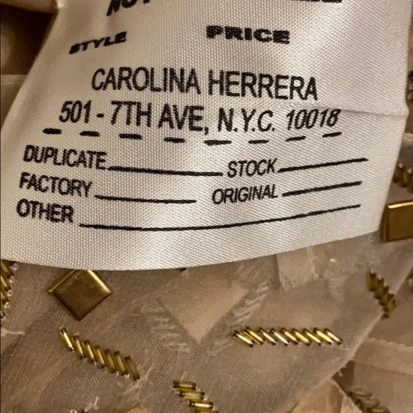 CAROLINA HERRERA silk champagne gold Mix media short sleeves, long gown - Picture 10 of 15